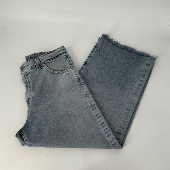 AG Saige Wide Leg Crop High Rise Frayed Hem Light Wash Jean, size - Picture 9 of 14